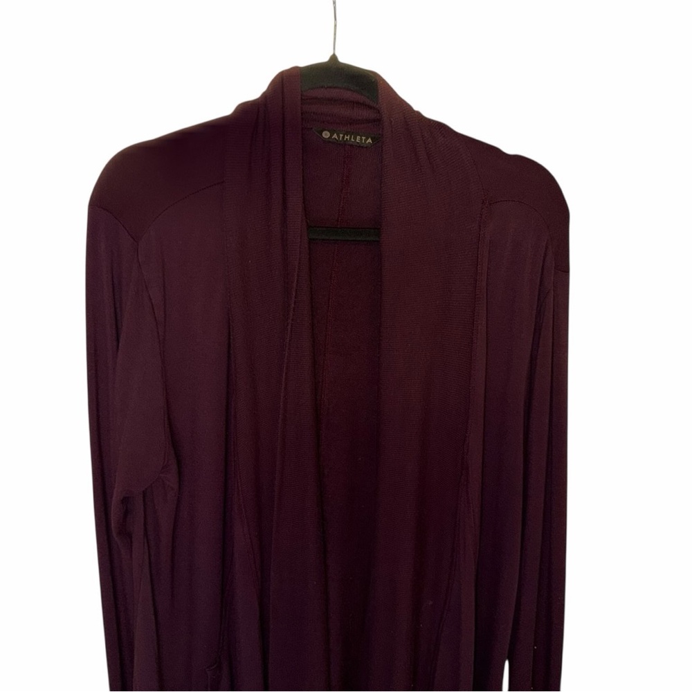 Athleta Open-Front Drape Cardigan - Plum - Picture 2 of 15